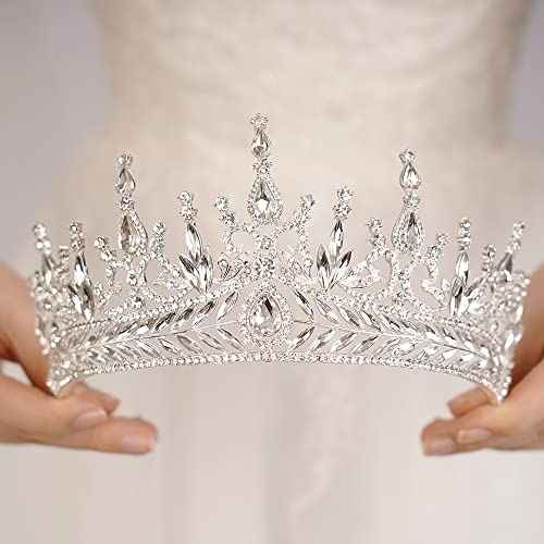 JWICOS Baroque Queen Crown for Women Rhinestone Crystal Wedding Crown Tiara and Crown for Costume Party Photography Wedding