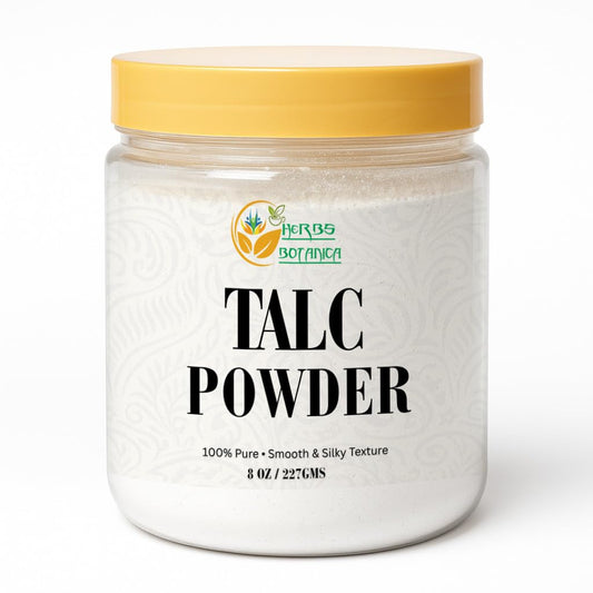 Herbs Botanica Talcum Powder for Women & Men 8 oz Fine Talc Powder, Ideal for Body Freshness, DIY Cosmetics, Personal Care, and Craft Use Smooth Texture & Unscented Formula