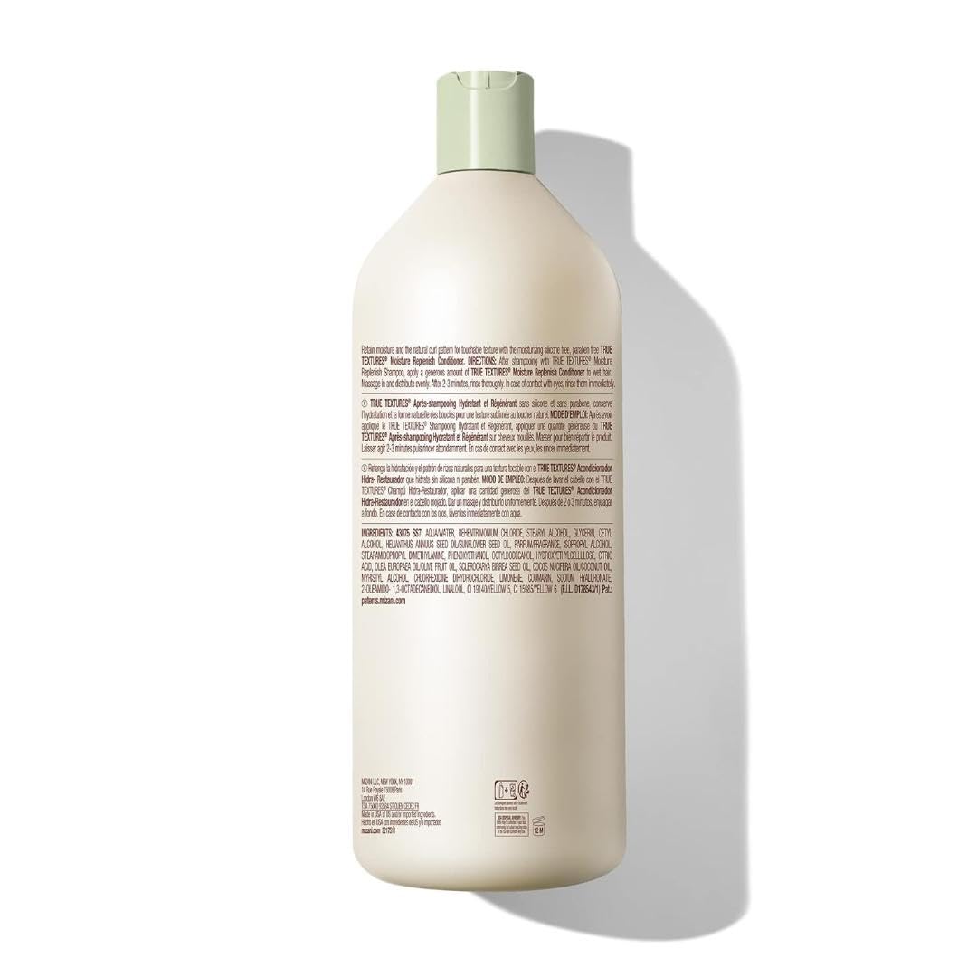 Mizani True Textures Moisture Replenish Conditioner - Deep Conditioner for Curly Hair with Coconut Oil & Olive Oil, Anti Frizz, Silicone-Free, Paraben Free, 33.8 Fl Oz