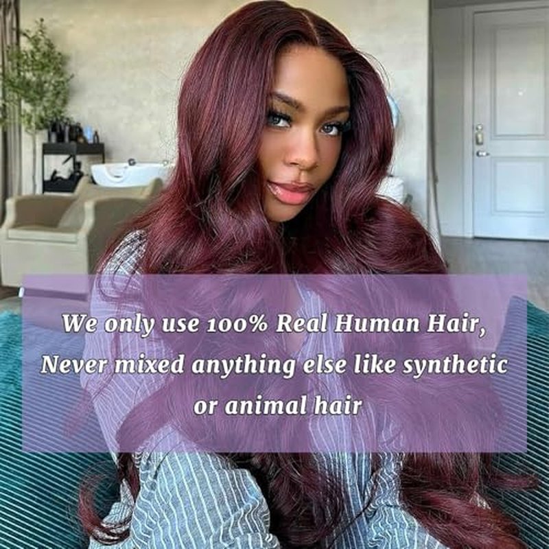 99J Body Wave Human Hair Bundles Burgundy Dark Red Wine Color Body Wave Bundles 100% Real Human Hair And True To Length 14 16 18 Inch 3 Pcs/Pack