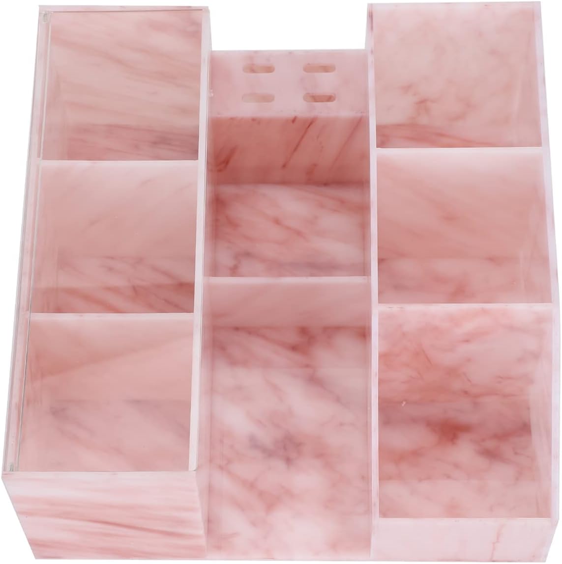 Acrylic Beauty Organizer - Eyelash Grafting Tool Storage with Tweezers Holder | Marble Pink Display Box