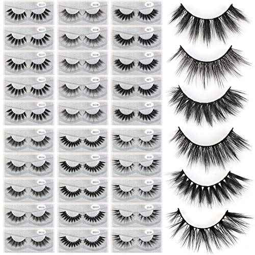 MAGEFY 30 Pairs 6 Styles Faux Mink Eyelashes, 16mm-20mm Lashes Natural Look to Dramatic False Eyelashes, Handmade Reusable Fake Eyelashes with Portable Boxes