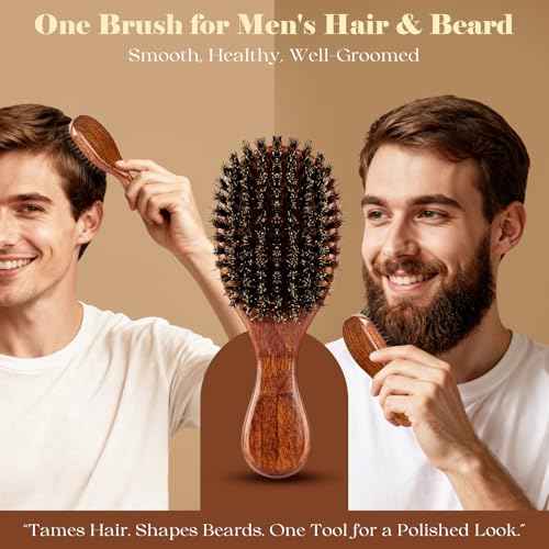 Boar Bristle Hair Brush Since 1965 British Craftsmanship, Handmade Natural Wooden Mini Hairbrush/Beard Brush, Pure Soft Bristles Gentle Detangling Women Men Kids Thin Fine Hair, Smooth & Shine
