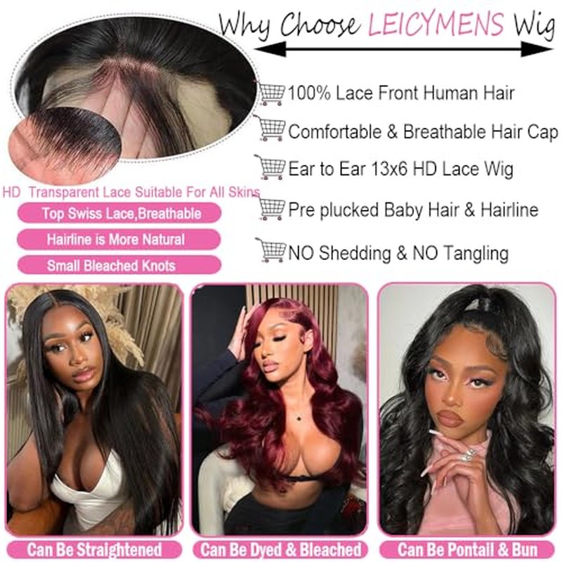 13x6 Lace Front Wigs Human Hair 30 Inch Body Wave Lace Front Wigs Human Hair Pre Plucked Natural Color Glueless Wigs Virgin Hair HD Lace Front Wigs for Women