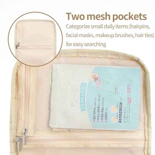 RIGHT AWAY Travel Makeup Bag, Large Capacity Cosmetic Bags for Women,Portable Make Up Case Organizer Waterproof Travel Toiletry Bag with Handle and Divider£¨Pink£©