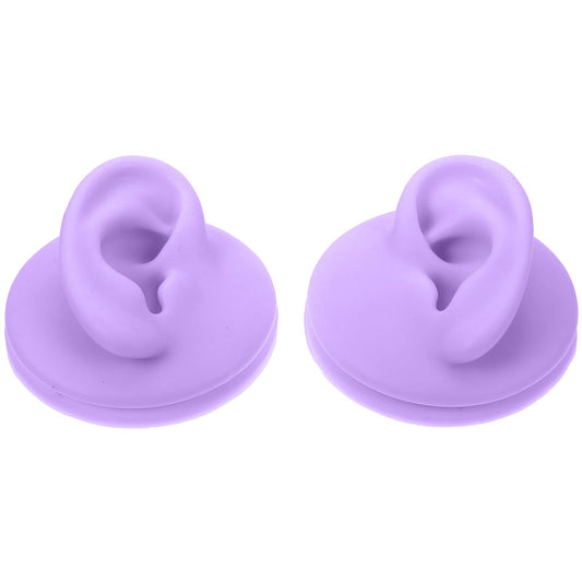ARTIBETTER 2pcs Silicone Ear Models for Piercing Practice, Jewelry Display, Teaching, Sketching, Simulation Human Ear Models (Purple)
