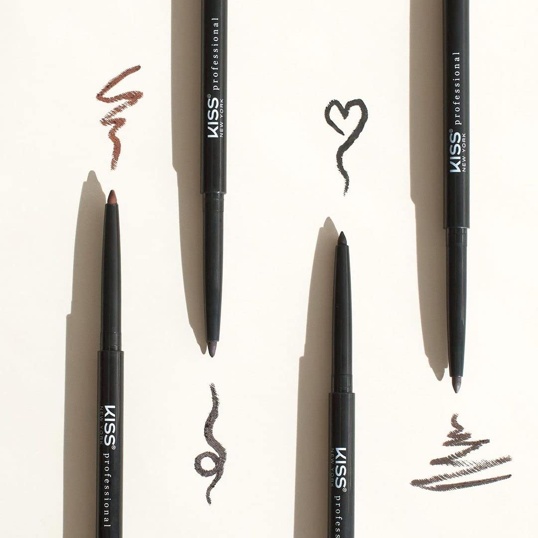 Kiss NEW YORK Pro Intense Gel Eyeliner with Built-In Sharpener, Waterproof, Smudge-Proof, Long Lasting Gel Eyeliner Pencil (Black)