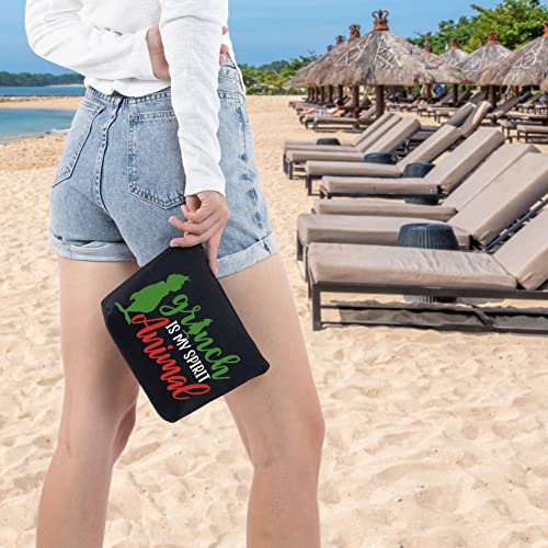 WZMPA Green Monster Cosmetic Makeup Bag Doctor Cat Fans Gifts Monster Is My Spirit Animal Zipper Pouch Bag For Monster Fans