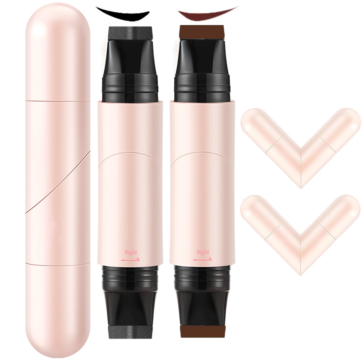 Aseawave 2 PCS Dual-Ended Eyeliner Stamp, Foldable Winged Liner Stamp, Easy to Apply Cat Eye Stamp with L/R Markings, Smudge-Resistant, Beginner-Friendly Winged Eyeliner (Black & Brown)