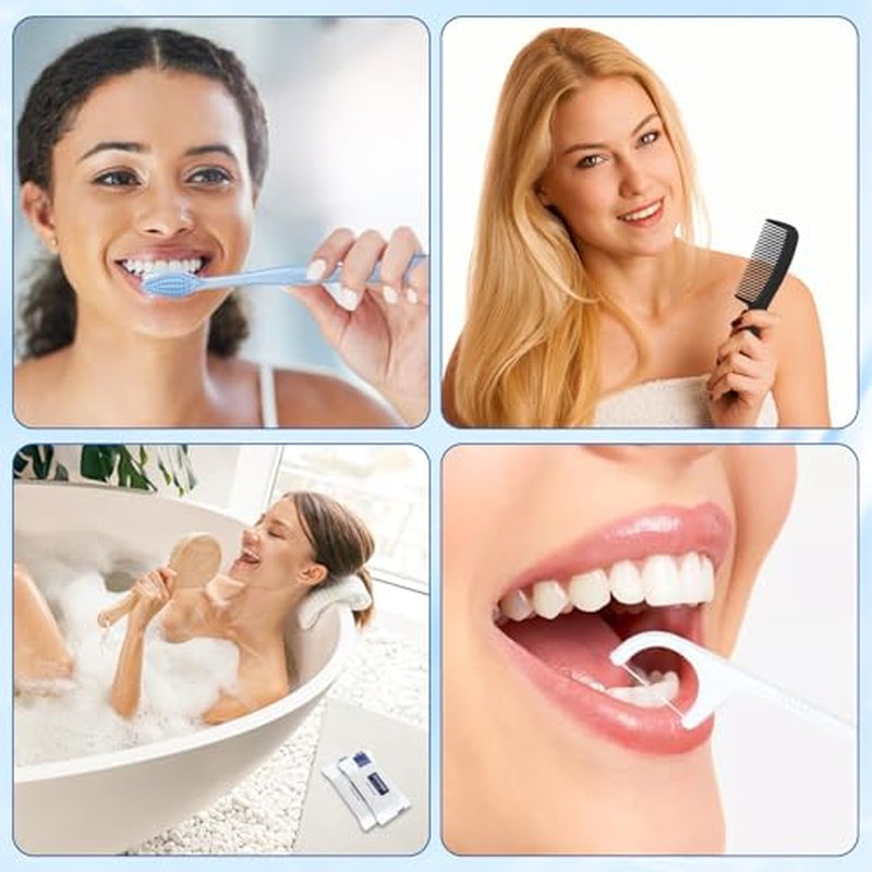 25 Sets Personal Hygiene Kit, Disposable Toothbrushes with Toothpaste Floss Comb Soap and Cover, Toiletry Kits Homeless Bulk for Women,Men,Travel