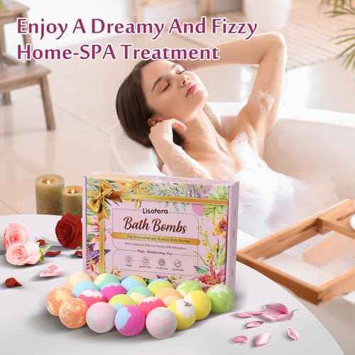 Bath Bombs for Women, 20 Handmade Bath Bombs Gift Set with Shea Butter Moisturizing & Essential Oils, SPA Relaxing Gifts for Women & Men, Her, Girlfriend, Wife, Birthday, Amazing Present for Kids