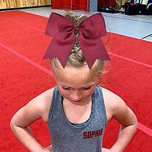 CEELGON 20 PCS 8" Large Cheer Bows Maroon Ponytail Holder Girls Elastic Hair Ties Hair Accessories for Teens Women Girls Softball Competition Sports Cheerleaders