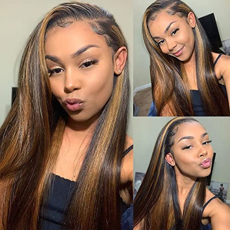 Highlight Ombre Lace Front Wig Human Hair 180 density 24 inch straight wigs human hair 13x4 lace front wigs human hair wigs for black women