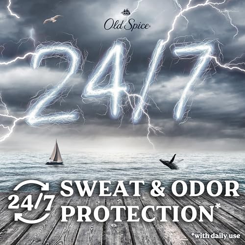 Old Spice Dry Feel Antiperspirant Deodorant for Men, 24/7 Long Lasting Freshness, 24/7 Lasting Sweat & Odor Protection, Gentle on Skin with Skin Conditioners, Thunder Rain + Electric LilyScent, 2.6 oz