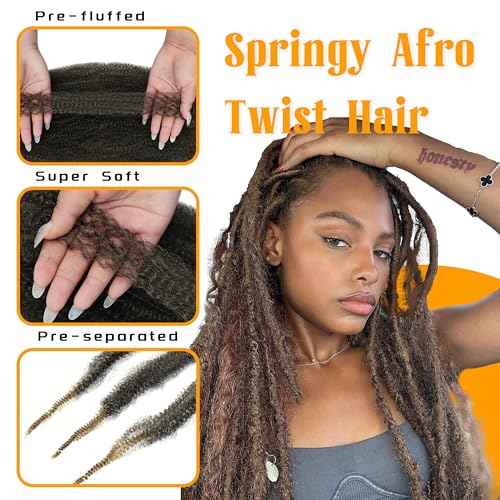 Marley Hair 18 Inch 7 Packs Pre Separated Springy Afro Twist Hair Ombre Honey Blonde Marley Twist Braiding Hair for Faux Locs Crochet Hair Pre Fluffed Spring Twist Hair Extensions (18",1B/27)