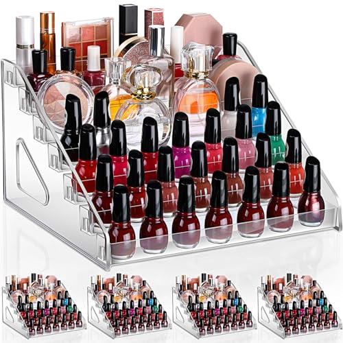 Jetec 4 Pcs 7 Tiers Style Acrylic Card Display Stand Sunglasses Organizer Nail Polish Holder Versatile Display for Trading Cards Greeting Card Stand Essential Oils Cosmetic Eyewear Rack