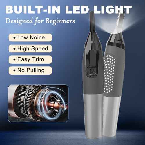 Electric Eyebrow Trimmer for Women, Nose Hair Painless Razor Removal for Men, Mini Epilator for Bikini, Remover for Face, Eye Brow, Nose Hair, Ear Hair, Chin, Peach Fuzz, Lips, Arms, Body (Black)