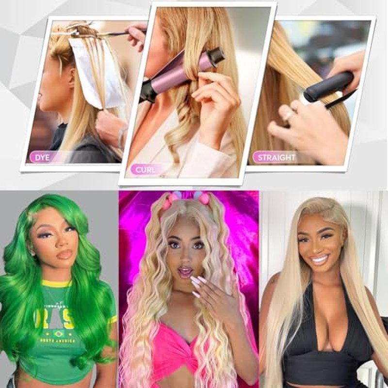 Blonde Human Hair Bundles Body Wave 613 Bundles with Closure (14 16 18+12 Inch) 100% Unprocessed 12A Grade Brazilian Virgin Remy Sew In Hair Extensions Silky and Soft No Tangle Multipurpose
