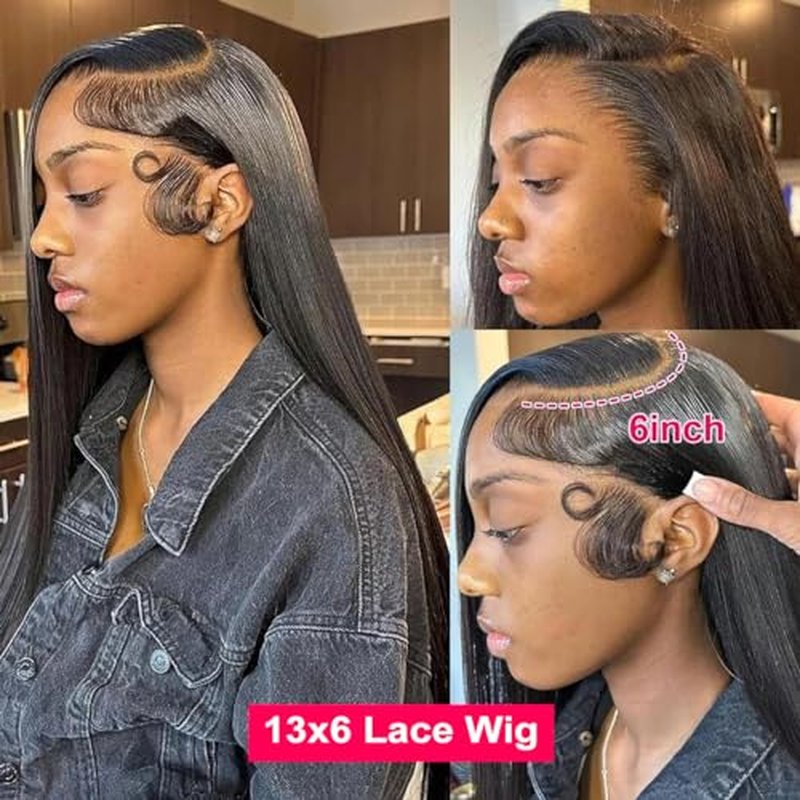 Straight Human Hair Wigs for Women Lace Front Wigs Pre Plucked Glueless 13x6 HD Lace Front Wigs Human Hair 180% Density Straight Frontal Wigs Human Hair 28 Inch