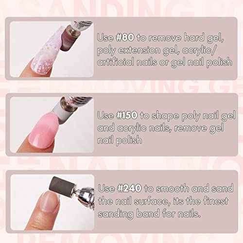 Makartt Nail Drill Bits Sanding Bands - for Nail Drill #80#150#240 Grits 300Pcs File Sanding Bands Zebra Brown Professional Bits Set for Acrylic Nails Gel Manicures Pedicures Tools£¨Brown,Zebra,Black£©