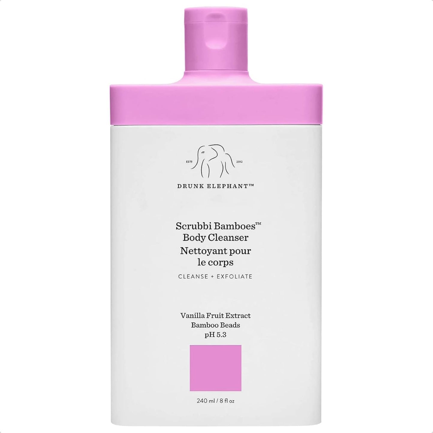 Drunk Elephant Scrubbi Bamboes Body Cleanser - 240 ml/8 fl oz - Sulfate-Free Body Scrub Wash - Clean Clinical Skincare - Cruelty-Free - Dermatologist Tested - Free of Essential Oils, Silicones, SLS