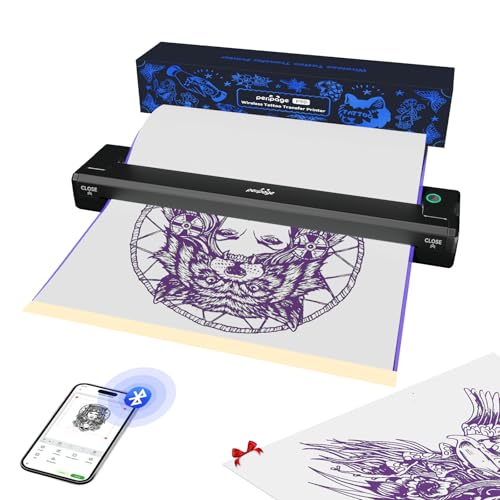 PeriPage Wireless Tattoo Stencil Printer - Professional & Beginner Friendly, Bluetooth & USB Connectivity, 5pcs Free Stencil Paper Included