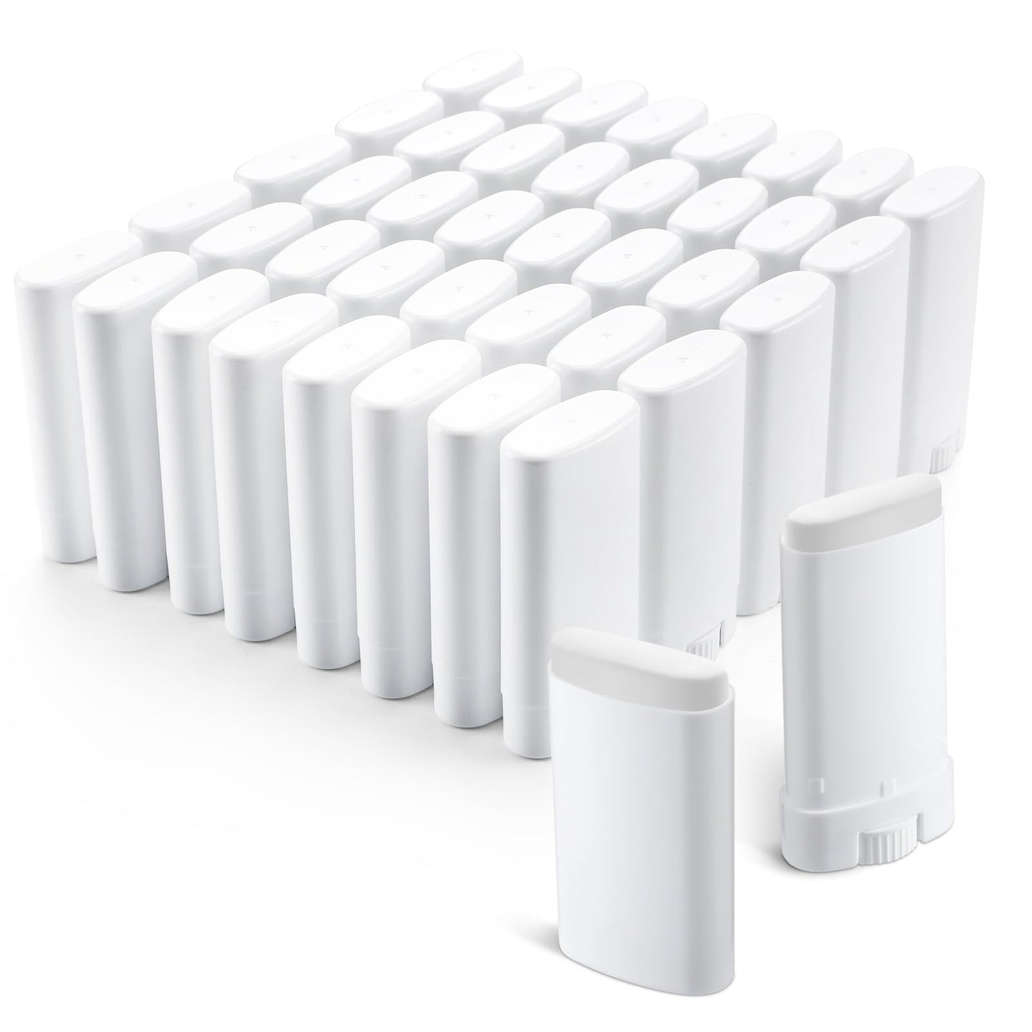 Wesiti 100 Pcs Plastic Empty Deodorant Containers 1/2 oz Travel Deodorant 15ml Refillable Containers Tubes Oval Lip Balm Tubes for Lip Balm DIY, White