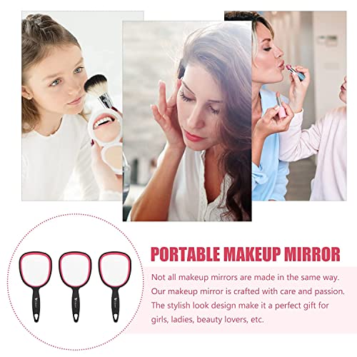 Small Hand Mirror for Travel (6.11" x 2.95'') - Standard 1X Magnification Hand held Mirror with Handle,Lightweight Handle Mirror with Hanging Hole,Single Sided Vanity Makeup Mirror for Women,Kids