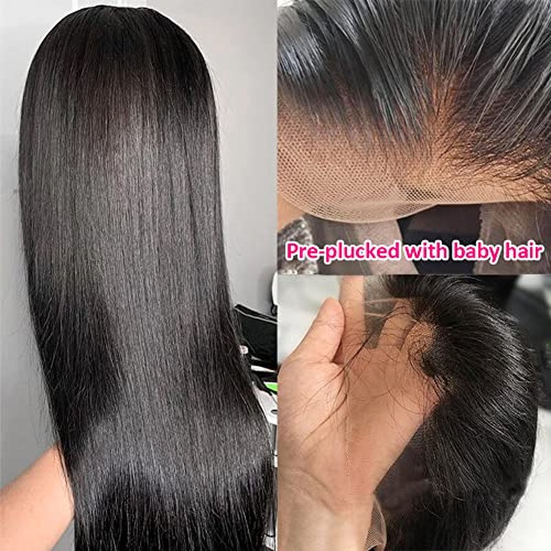 Subella 13x5 HD Lace Front Wigs Human Hair Pre Plucked Hairline with Baby Hair 220% Density 12A Transparent Straight Human Hair Wigs for Black Women (18inch)