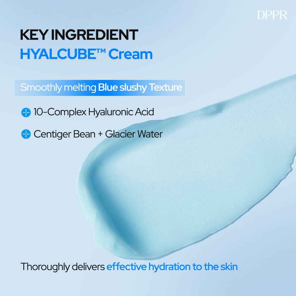 DPPR HYALCUBE Flooding Cream, Korean Skincare, Face Moisturizer, Cream for All Skin Type, Glass Skin care, Deep Moisturizing & Soothing, Glowy Skin, Hyaluronic Acid, Paraben free(3.38 fl. oz / 100ml)