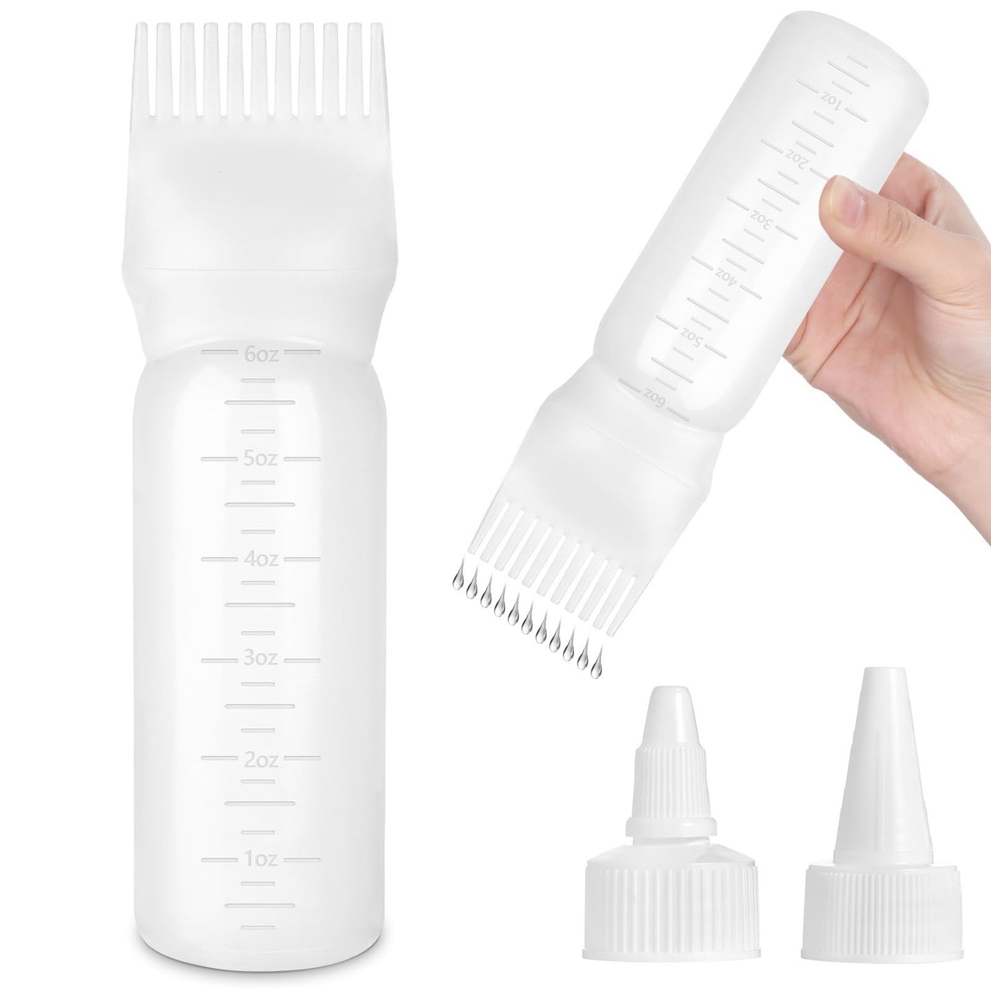 Root Comb Applicator Bottle Oil Applicator for Hair Dye & Scalp, White