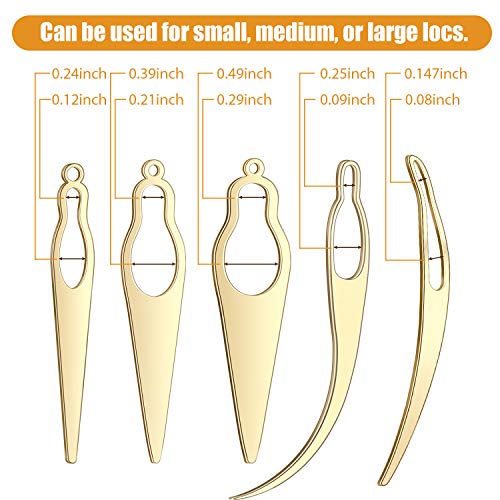 WILLBOND 5 Pcs Dreadlock Interlocking Tool for Locs with Metal Box Sisterlock Retighten Tool for Dreadlocks Interlocks Crochet Braiding Hair Tightening Maintaining Extensions Accessory£¨Gold£©