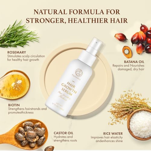 Hair Growth Serum: Rosemary Batana Castor Oil Rice Water Biotin Hair Oils for Hair Growth - Hair Growth Thickening Product - Hair Loss Treatments for Women Men(50 ML)