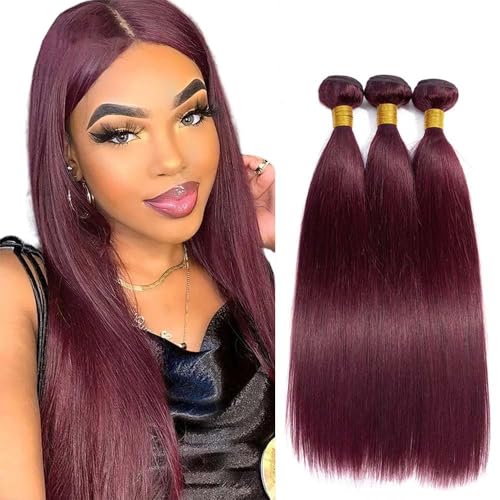 Brazilian Burgundy 99J Human Hair Bundles 12 14 16 Inch Straight Wave Bundles Human Hair 11A Unprocessed Virgin Quick Weave Hair for Black Women