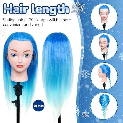 Neverland Beauty Mannequin Head with Hair, 20 Inch Cosmetology Manikin Barbie Head Styling Doll for Practice Braiding, Doll Head for Hair Styling Braiding Hairdressing for Girls