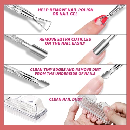 FANDAMEI Nail Polish Gel Remover Tools Kit, 10 Pcs Clear Nail Clips, 100ml Nail Polish Remover Bottle, 500 Pcs Remover Cotton Pad, Nail Brush, Cuticle Pusher, Cuticle Peeler, Nail File, Buffer Block