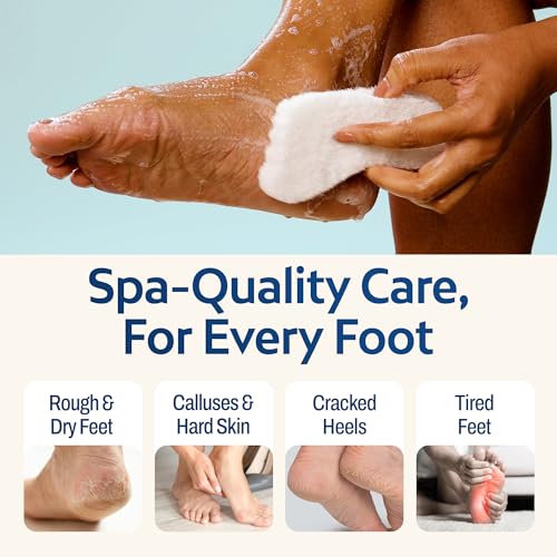 HartFelt Pedicure Exfoliation Beauty Box with 6 Exfoliating Foot Scrubber Bath Sponges & 2 Magic Pumice Stone for Feet Callus Remover | Gentle Sponge Pad & Foot Scrubbing Stone for Deep Cleansing