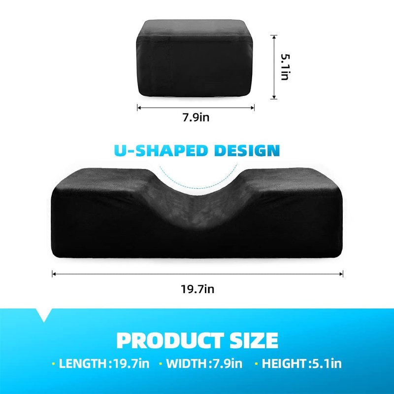 Onism Lash Pillows, Eyelash Extension Pillow with 2 Removable Lash Pillow Covers, Memory Foam Pillow, Velvet Pillowcase with Two Pockets for Tools On The Sides of Lash Bed Pillow, Black