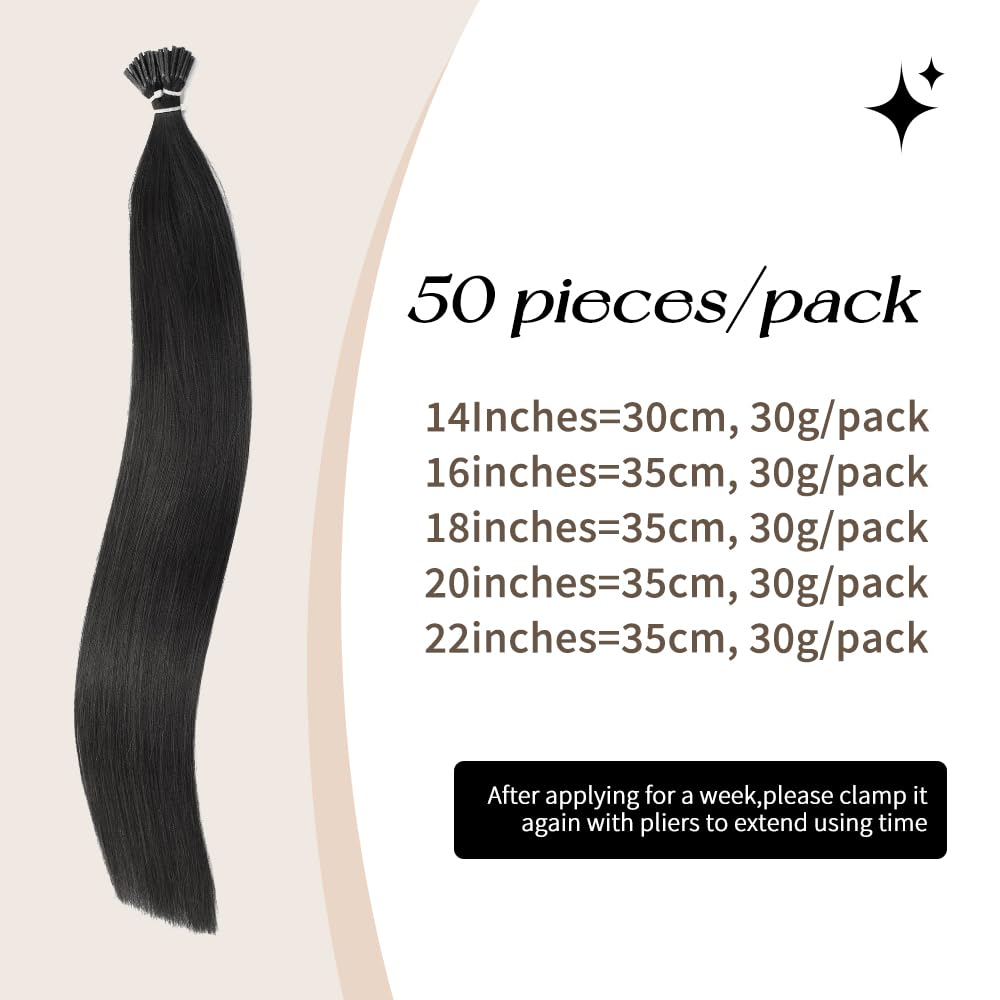 Boymia I Tip Hair Extensions 22 Inch #02 Dark Brown Itip Natural Hair Extensions 50strands 100% Remy Human Hair