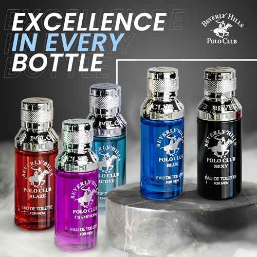 Beverly Hills Polo Club 5 Piece Mini Gift Set Exclusive for Men, EDT Eau De Toilette 5 Mini 0.5oz Bottles