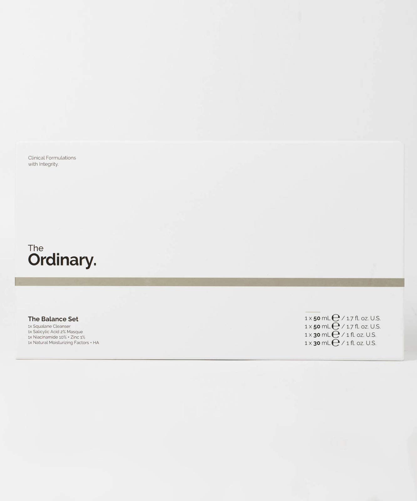 The Ordinary The Balance Set (4 Pcs: Squalance Cleanser + Salicylic Acid 2% Masque + Niacinamide 10% + Zinc 1% + Natural Moisturizing Factors + HA)