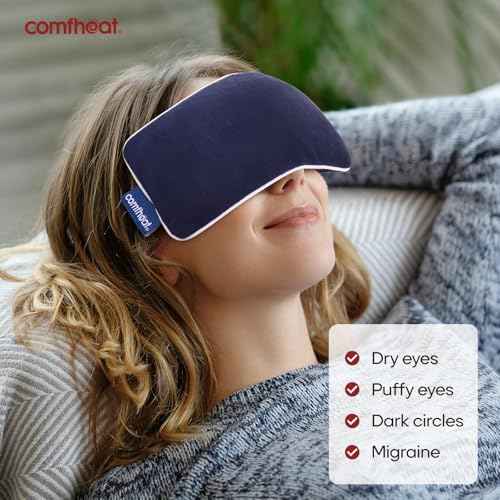 Unscented Weighted Eye Pillow - Soft Plush Removable Cover, Moist Heat & Cold Therapy, Natural Aromatherapy Eye Compress Pillow for Relaxation, Yoga, Meditation, and Sleep, Navy Blue