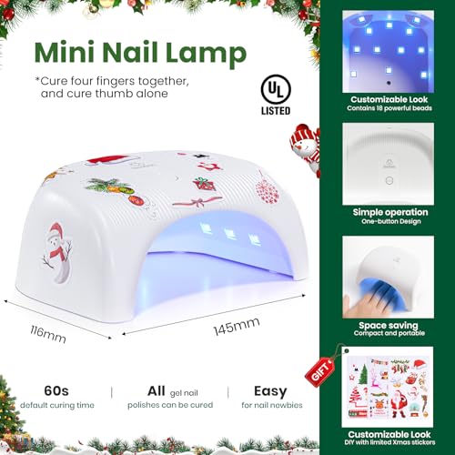 Beetles 82 Pcs Gel Nail Polish Kit with U V Ligh - 55 Color Gel Nail Kit Christmas Gifts for Teens Women Girls Soak Off Color Enchantment Winter Red Nails Art Home Salon Beginner DIY Manicure Set