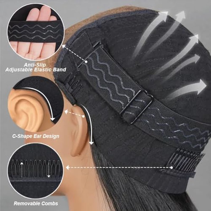 20 Inch Straight Lace Front Wear and Go Glueless Wigs Human Hair Pre Plucked Pre Cut Pre Bleached Knots 7x5 HD Lace Closure Wigs for Women Ready to Wear for Beginner Natural Black Color
