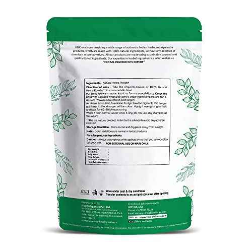 H&C 100% Natural and Pure Henna Powder/Lawsonia Inermis 227 gms (1/2 LB) for Hair