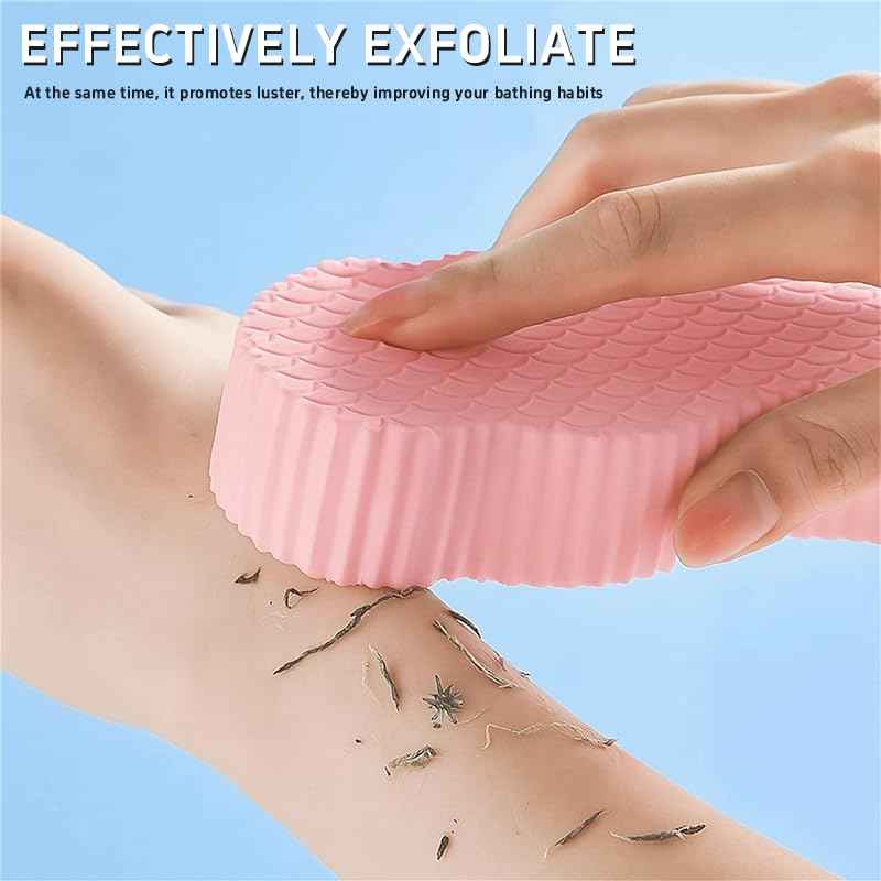 Magic Exfoliating Bath Sponge, Super Soft Exfoliating Bath Sponge，Skin Friendly & Reusable,Remover Dead Skin for All Skin Types,for Men Women (2PCS-Pink+Gray)