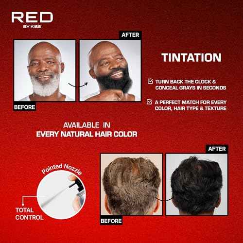 RED by Kiss Tintation Temporary Hair Color Spray, Extra Large Size, Instant Gray Root Cover Up, Water-Resistant, Smudge-Proof, Hairline & Barber Touch-Up, Quick Dry (Black, 11.5 OZ)