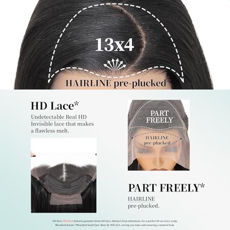 Synthetic Lace Front Wig 13x4 HD Lace Layered Hairstyle Pre Plucked Hairline Straight Long Black Glueless Wigs for Black Women 26 Inch Beginner Friendly