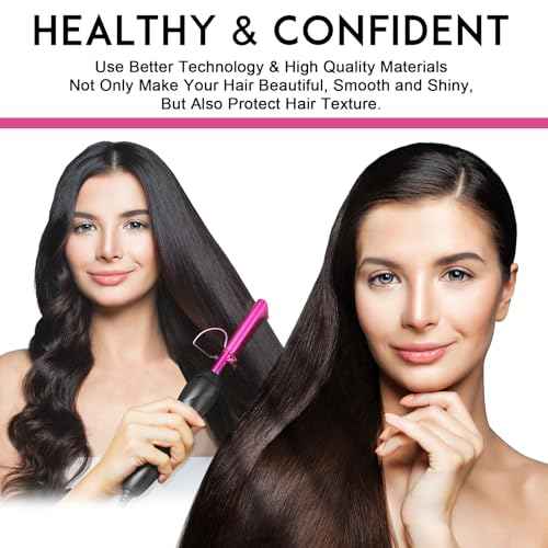 NICEMOVIC Ceramic Heating Hair Straightener Comb - Hot Pressing Brush for Natural Black Hair, Beard Wigs, and Curling (Pink)