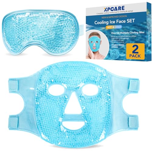 XPCARE Colding Ice Face Mask and Cooling Eye Mask for Puffy Eyes & Migraine Relief, Gel Eye Mask, Cool Face Masks for Dark Circles, Eye Surgery, Sleeping, Pressure, Headaches, Skin Care